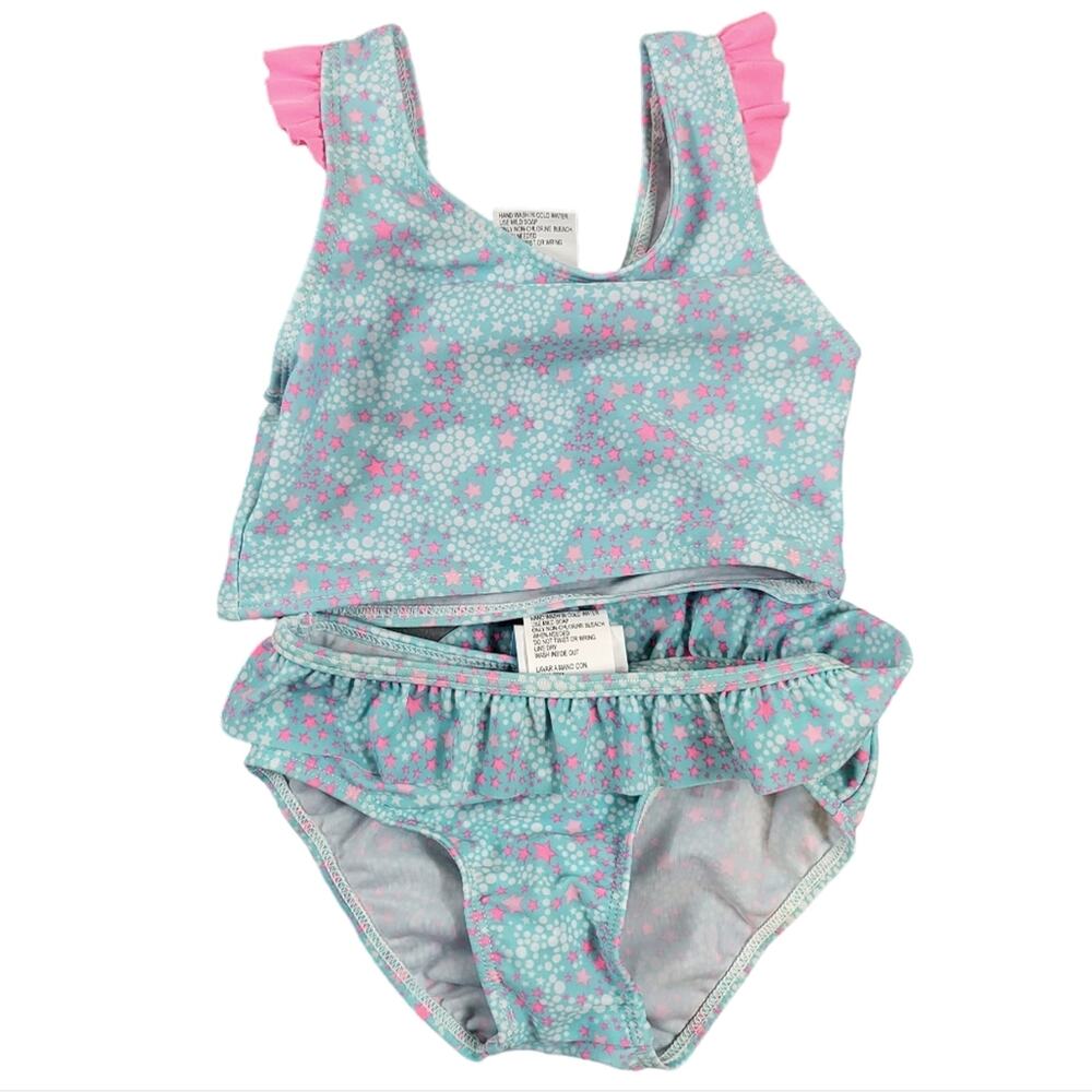 *4/$30* Baby Buns Floral Two-piece Swimsuit Blue 24M